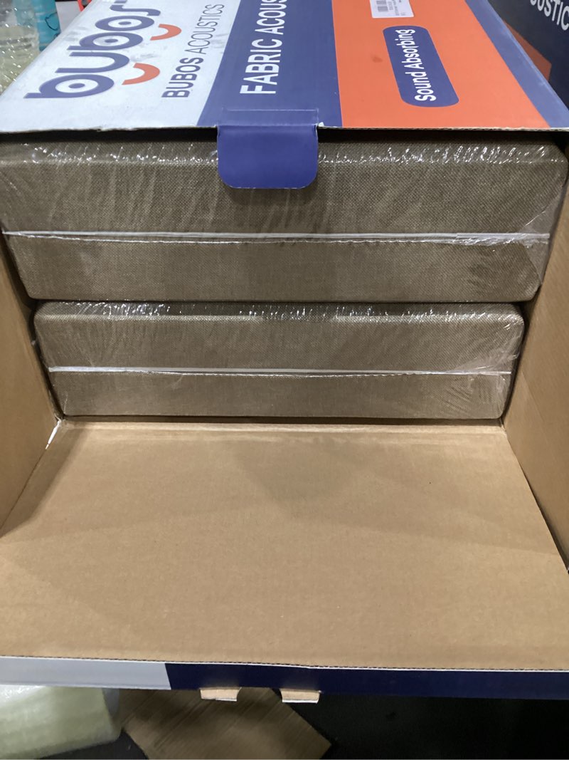 Condition photo showing New/Like New for bubos 4 pcs fabric acoustic panels, 23.6''x11.8'' self-adhesive soundproofing wall panels, 2-inch high density absorption for home studio & office, eliminate echo for superior sound clarity,grey 23.6''x11.8''x2'' grey