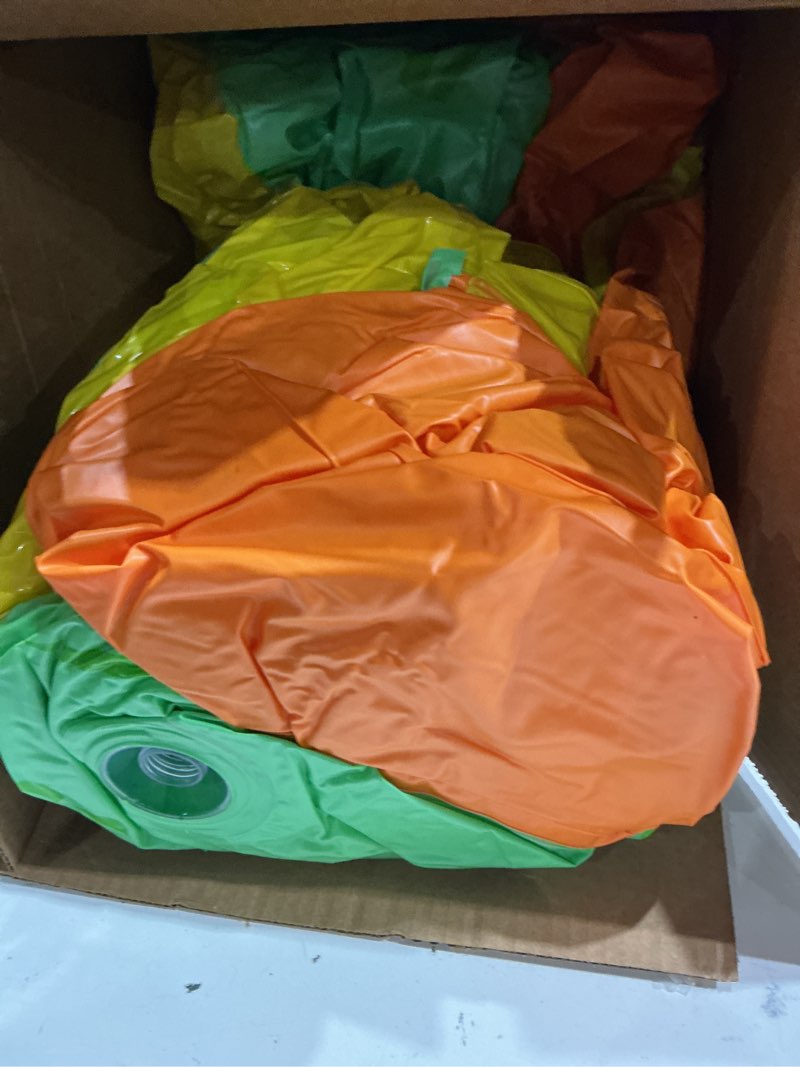 Condition photo showing As Is for sun’s out 102.25" inflatable pool slide for kids with soft landing pad