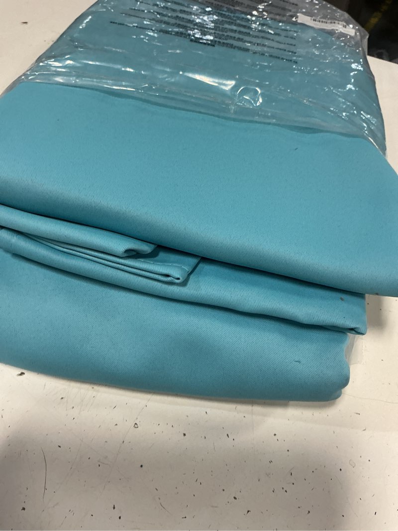 Condition photo showing Good Condition for nicetown outdoor curtains for patio waterproof set of 2, thermal insulated detachable sticky tab top room darkening great vertical drape outdoor divider for pergola, w52 x l108, teal blue teal blue 52"w x 108"l (pack of 2)