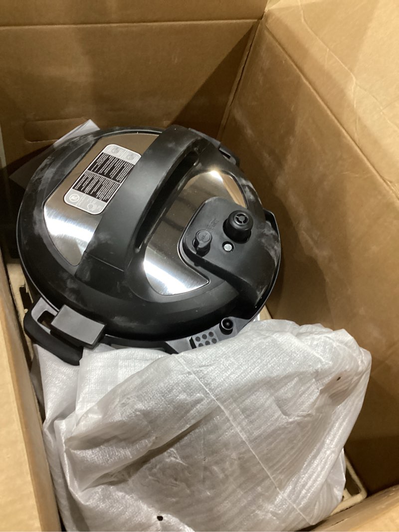 Condition photo showing As Is for instant pot duo crisp 11-in-1 air fryer and electric pressure cooker combo with multicooker lids that fries, steams, slow cooks, dehydrates,free app with over 800 recipes, black/stainless steel, 8qt, not tested