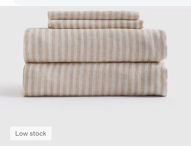 european linen stripe sheet set king, white beige
