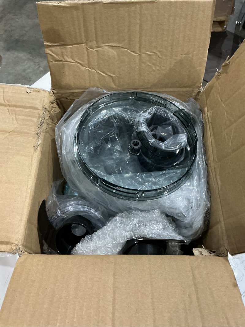 Condition photo showing Good Condition for food processor and vegetable chopper 600w bpa free 12-cup bowl, french-fry-cutter, 6.8oz grinder for cheese grating, ice creshing, chopping, shredding, slicing, mixing and doughing, 2+p speeds