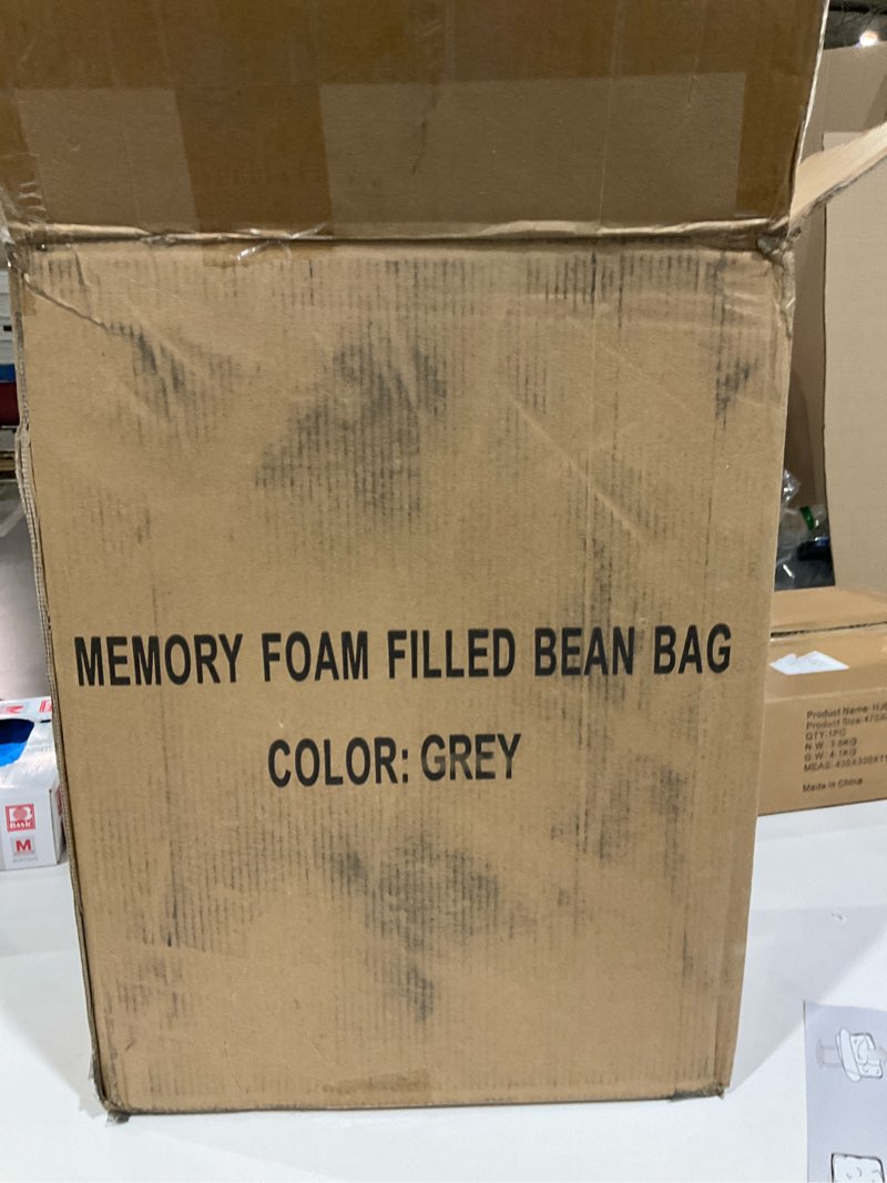memory foam filled bean bag color grey