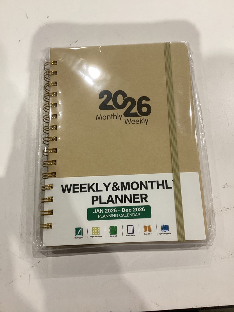 Condition photo showing New/Like New for Ymumuda Academic Planner 2026, Daily Weekly and Monthly Calendar Planner (Jan.2026-Dec.2026),8.4"×6.3", Hardcover Notebook Teacher Supplies, Premium Thick Paper, Planners for School Work Office A-Kraft Paper