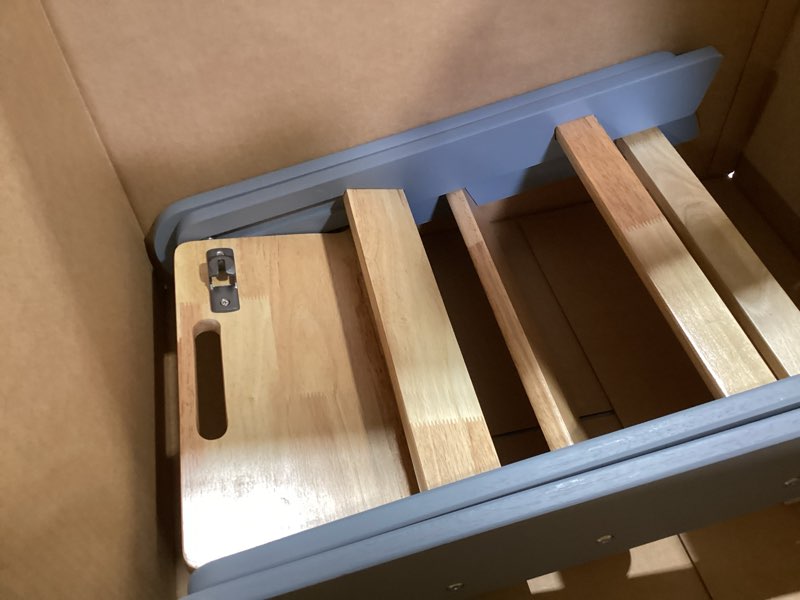 Condition photo showing Good Condition for step stool for toddler, 3-step kids step stool for bathroom sink, foldable toilet potty training stool with handles, child kitchen counter stool helper wooden ladder for toddlers (grey)