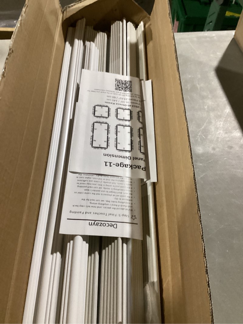 Condition photo showing Good Condition for 3 Sets of Pre-Cut Wall Molding Kit, Premade Wainscoting Panels, Picture Frame Moulding, Wall and Door Trim Panel Kits, Factory Primed Wainscot Wall Panels for Home Decoration