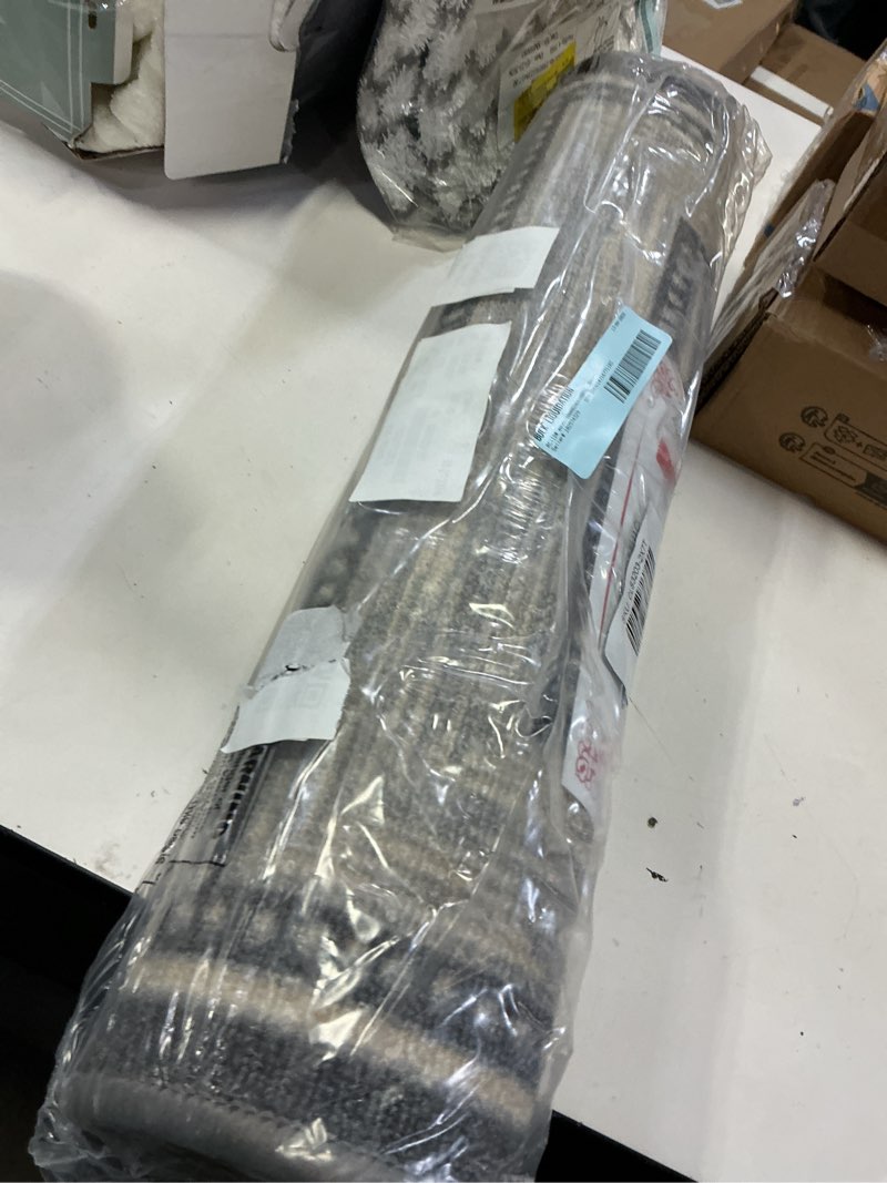 Condition photo showing New/Like New for ottomanson non-slip hallway runner rug 1 10  x 7  perfect for high traffic areas  light gray border