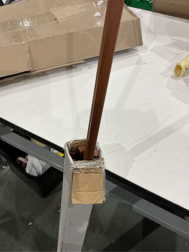 Condition photo showing As Is for falling in art 65" a-frame tripod easel stand, wooden display easel with adjustable canvas holder, floor easel for wedding signs, posters, paintings, artwork(brown) brown-1 pack