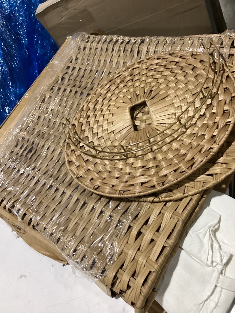 Condition photo showing Good Condition for setvson large laundry hamper laundry basket round 34.3 gal (130 l) handwoven wicker laundry baskets rattan laundry basket with laundry bag handles 2 mesh bags for living room bedroom natural natural 130 l