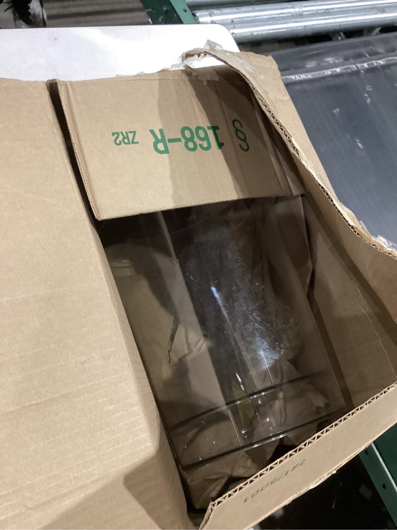 Condition photo showing As Is for Okllen 2 Pack Plastic Waste Basket, Clear Round Trash Can Small Wastebasket Garbage Container Bin for Bathroom, Bedroom, Kitchen, Home, Office, 7.3" x 8.5" x 10.6"