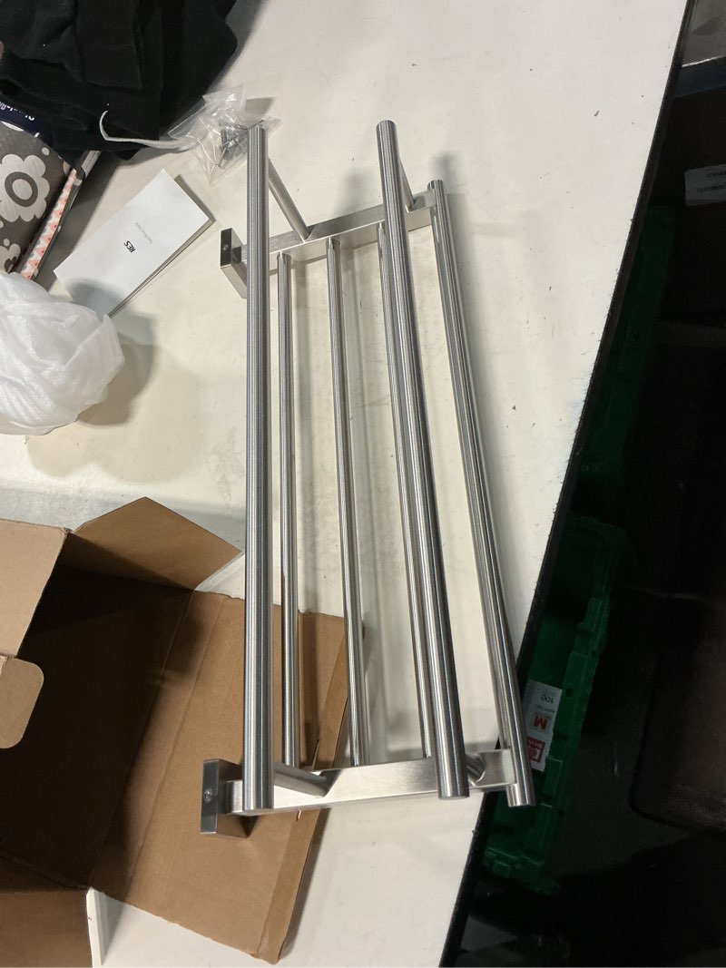 Condition photo showing Good Condition for kes towel rack with 2 towel bar, 20-inch towel shelf for bathroom wall mount, sus304 stainless steel brushed finish, a2112s50-2