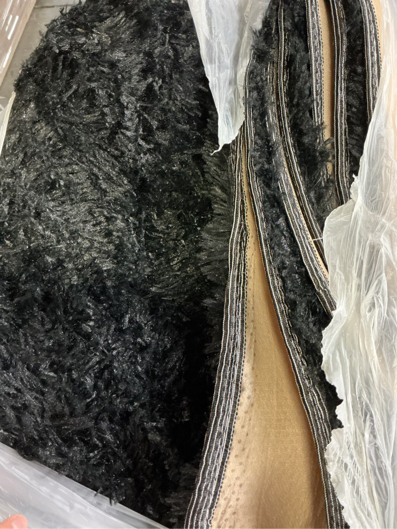 Condition photo showing Good Condition for 8x10 Area Rugs for Living Room: Fluffy Shag Soft Washable Rug Large Fuzzy Plush Indoor Carpet for Bedroom Nursery Playroom Kids Girls Boys Room (Black, 8'x10') Black 8' x 10' (Rectangular)