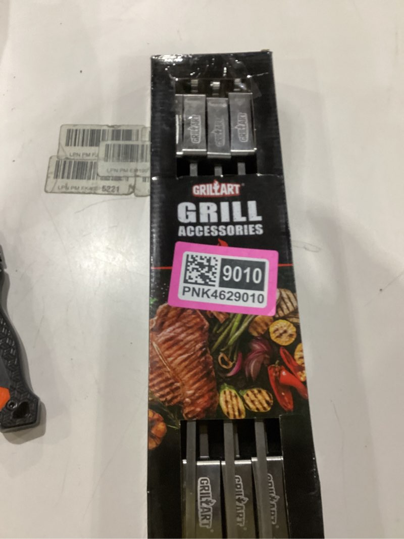 Condition photo showing New/Like New for GRILLART Kabob Skewers for Grilling - Metal Skewer for Kabobs with Slider - Flat BBQ Skewer Stainless Steel - 17" Shish Kabob Grill Skewers & Ideal Kabob Sticks for Meat Shrimp Chicken Veggie (10PCS)