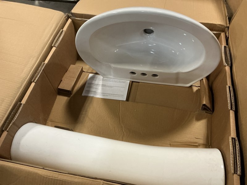 Condition photo showing Good Condition for project source vitreous china white pedestal sink combo (18.125-in x 22.64-in x 33.6875-in)