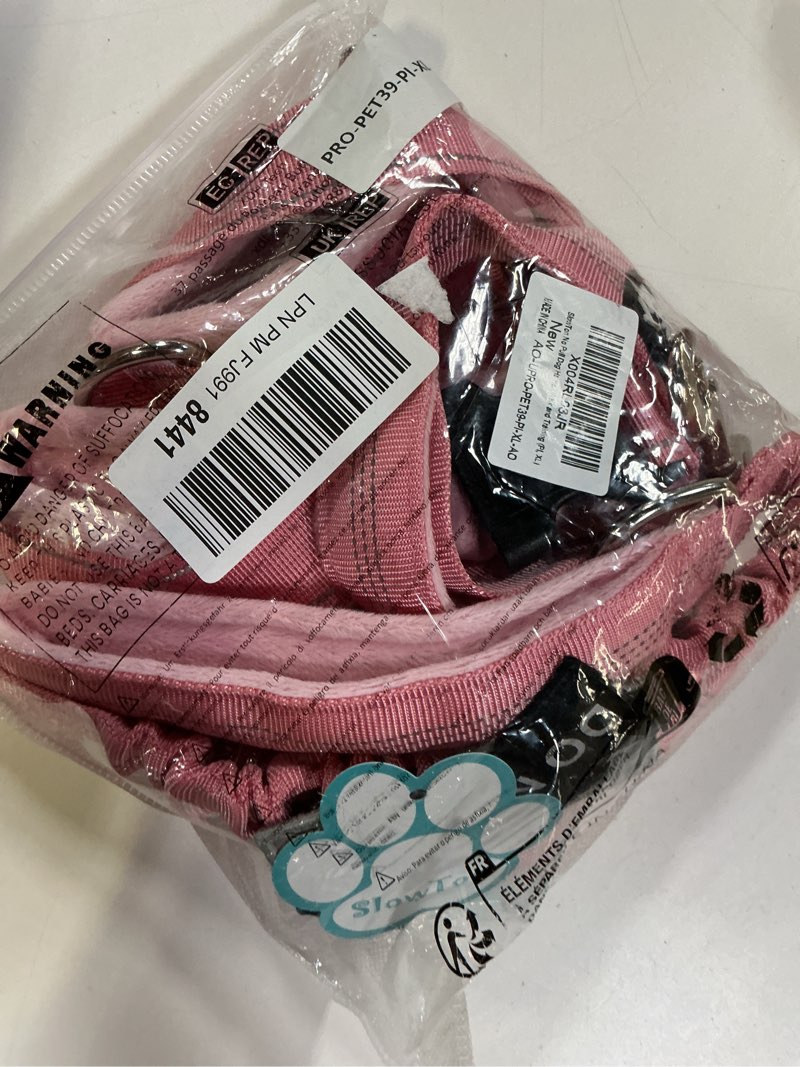 Condition photo showing Good Condition for SlowTon No Pull Dog Harness - Heavy Duty Dog Harness and Leash Set for Medium Large Dogs, Reflective Tactical Harness with Soft Padded and Front Clip for Easy Walk and Training (PI, XL) Pink X-Large