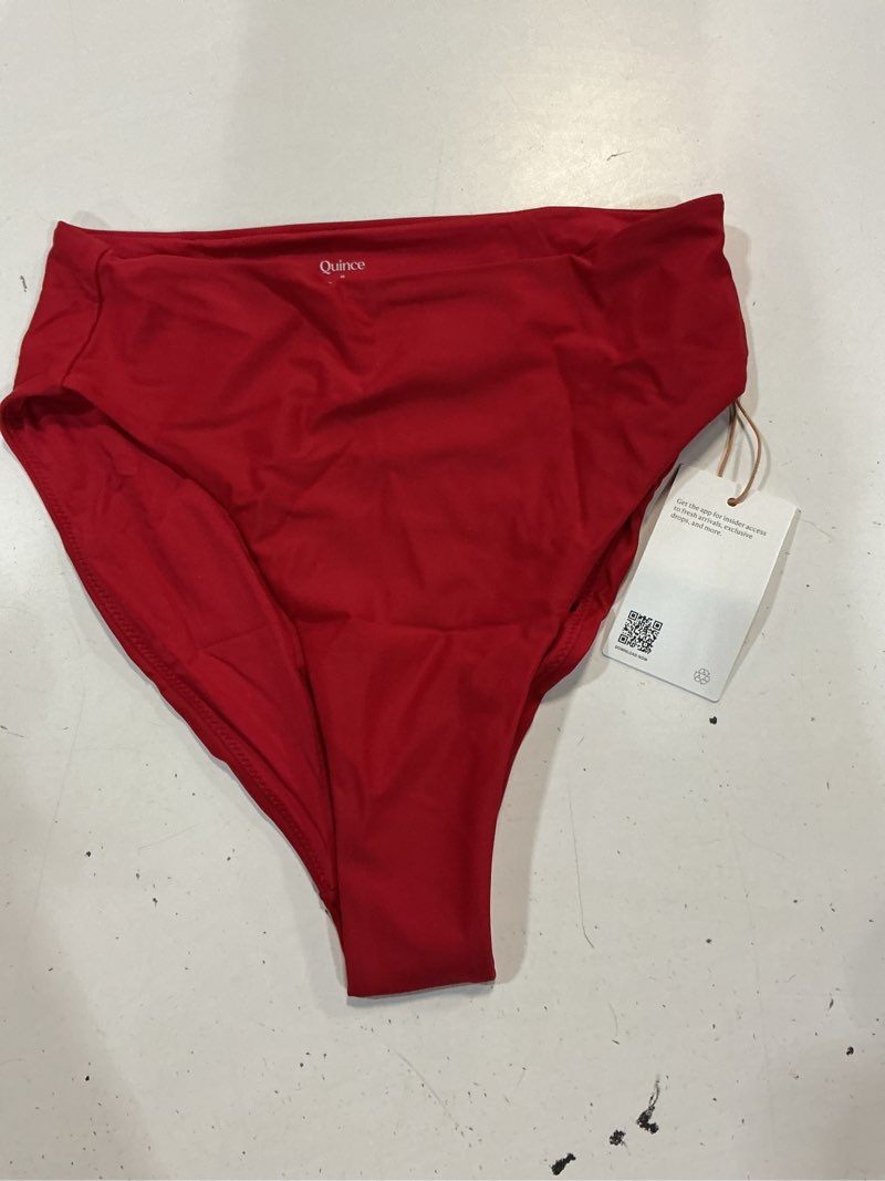 Condition photo showing New/Like New for italian high-rise high-leg bikini bottom, m, cherry