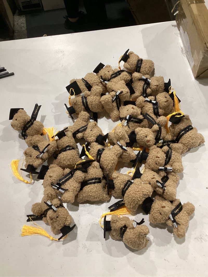 Condition photo showing Good Condition for blueweenly 24 pcs 2026 mini graduation bears bulk small graduation stuffed animals 4‘' tiny plush bear with diploma diy present class of 2026 prom party decor congratulation gifts(purple)