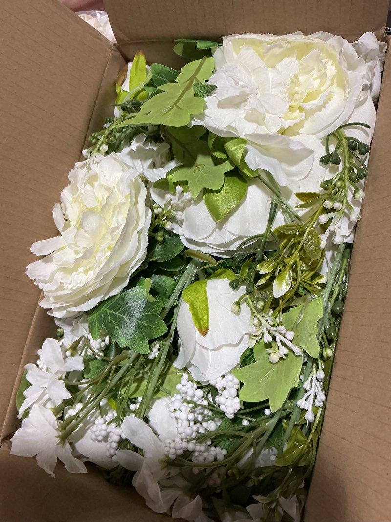 Condition photo showing Good Condition for dearhouse 2pack artificial peony flower garland - silk peony garland with white flowers for wedding party table decoration,6ft/strand white 2