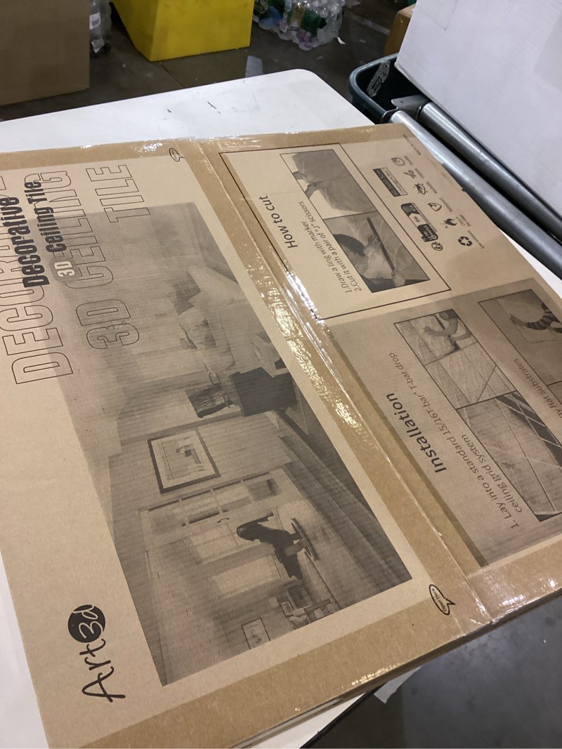 Condition photo showing Good Condition for art3d pvc ceiling tiles, 2'x2' plastic sheet in white (12-pack) 24"x24" white 1 12