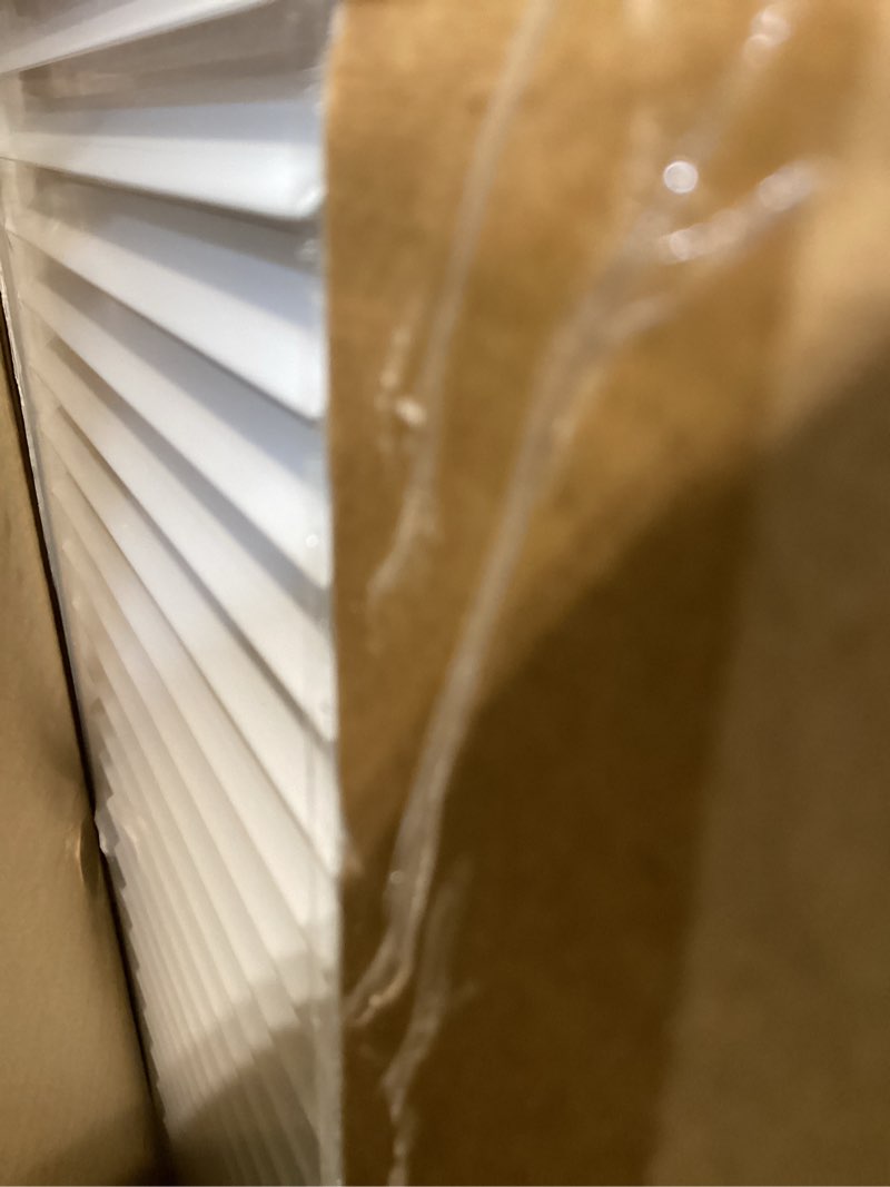 Condition photo showing Good Condition for fits 14x24 duct opening stamped steel return air grille vent cover grille for sidewall and ceiling in white surface dimensions: 15.75"w x 25.75"h (14" w x 24" h duct opening)