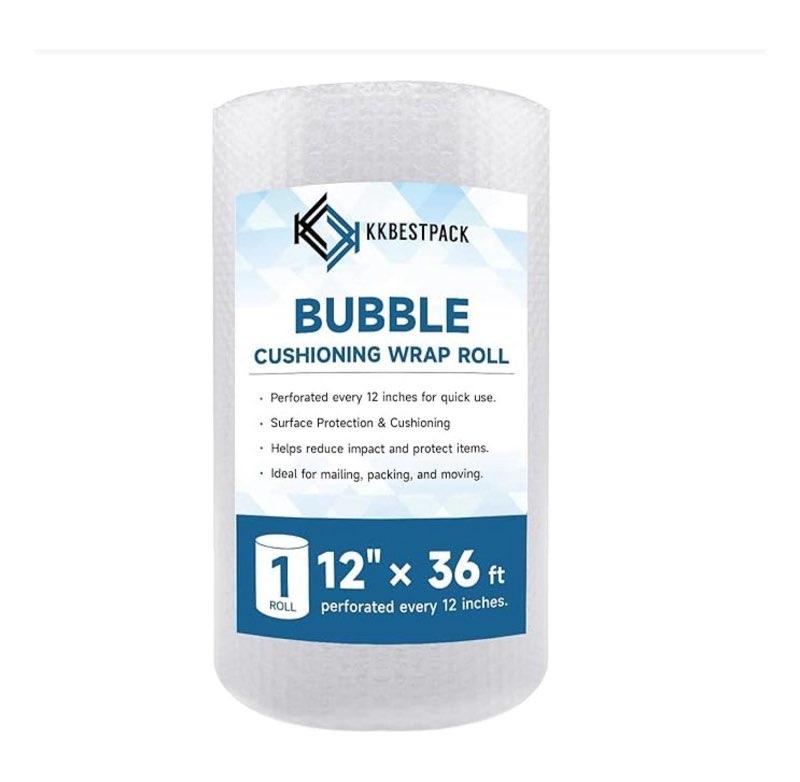 6 Pack Bubble Cushioning Wrap 12 inch x 36 Feet - Large Plastic Packing Roll for Moving Boxes & Ship