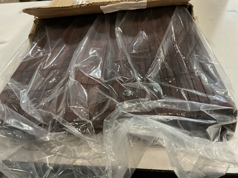 Condition photo showing Good Condition for 2 pack 21 gallon bamboo slim trash can with lid large foldable slim rectangular garbage can bamboo waste basket for bathroom bedroom office home salon spa (coffee) 23.6×15.8×11.8inches coffee 2