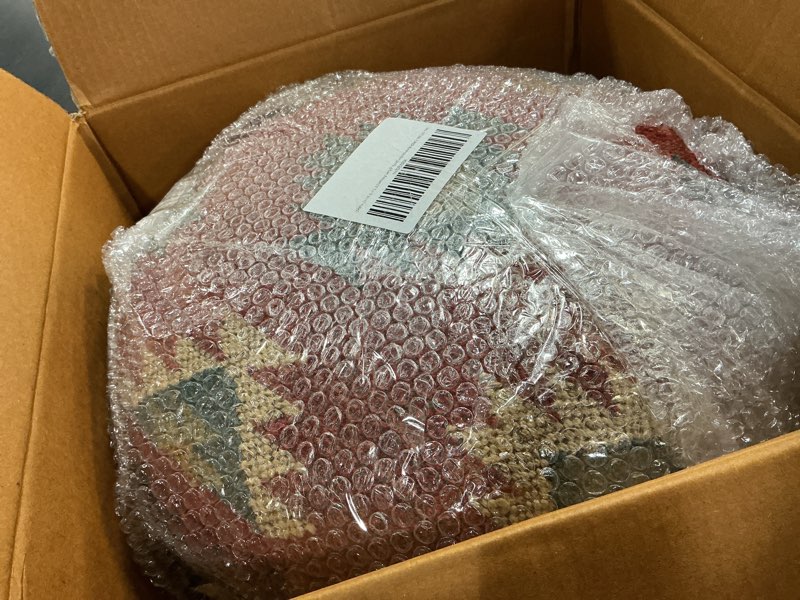 Condition photo showing Good Condition for NATURAL FURNISH Kilim Jute Ottomans Wooden Seating Stool (Red)