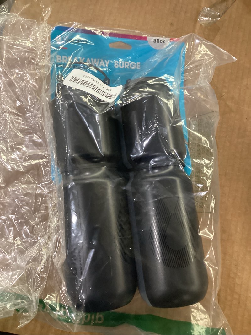 Condition photo showing As Is for incomplete hydrapak breakaway surge lightweight bike water bottle 2-pack (20oz, 25oz, 30oz) - high flow, cycling & sports squeeze bottle charcoal 30oz/880ml