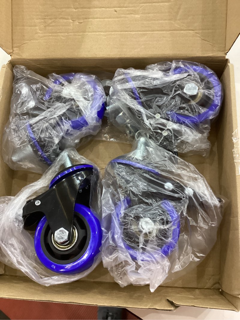 Condition photo showing Good Condition for 3 Inch Caster Wheels Heavy Duty Stem Caster 1600Lbs, Threaded Stem Casters 1/2"-13 x 1(Stem Diameter 1/2", Stem Length 1"), Safety Locking Caster Set of 4, Industrial Castor Wheels for Cart,Furniture 1/2"-13x1" 3 Inch