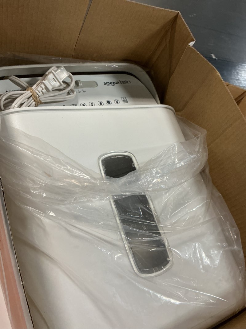 Condition photo showing As Is for Amazon Basics Cross Cut Paper and Credit Card Shredder for Security - 8-Sheet, Heavy Duty, White 8 Sheet White