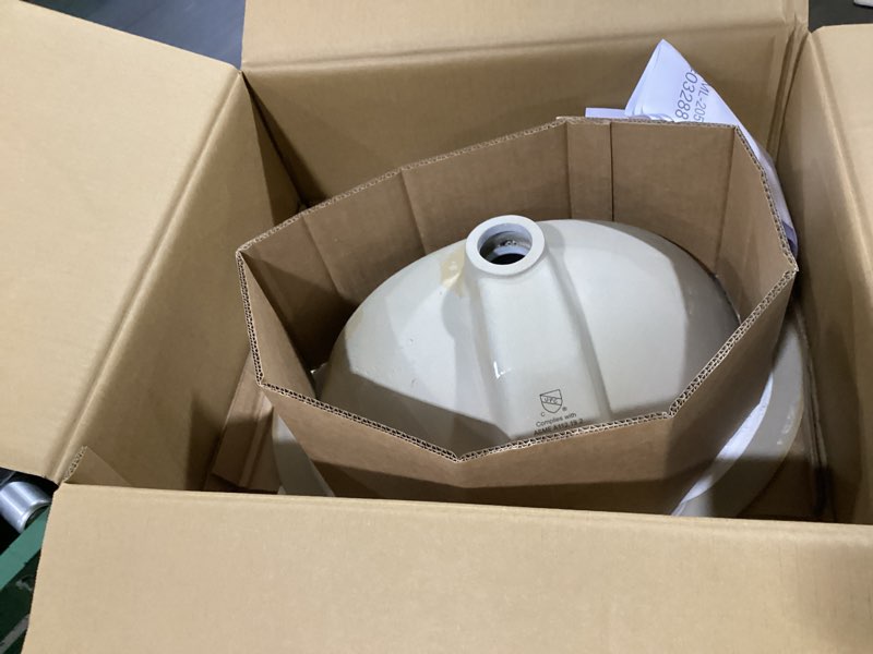 Condition photo showing As Is for project source vitreous china drop-in oval white bathroom sink (20-in x 17-in)