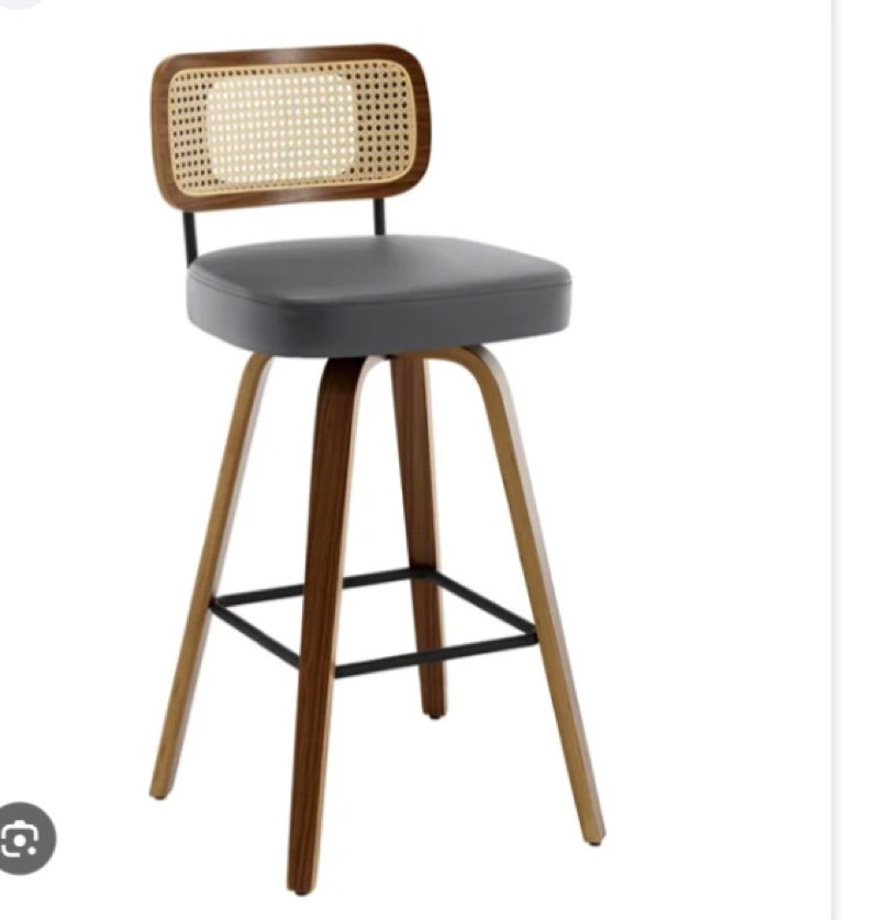 Adianey Swivel Upholstered Rattan Back Counter & Bar Stool