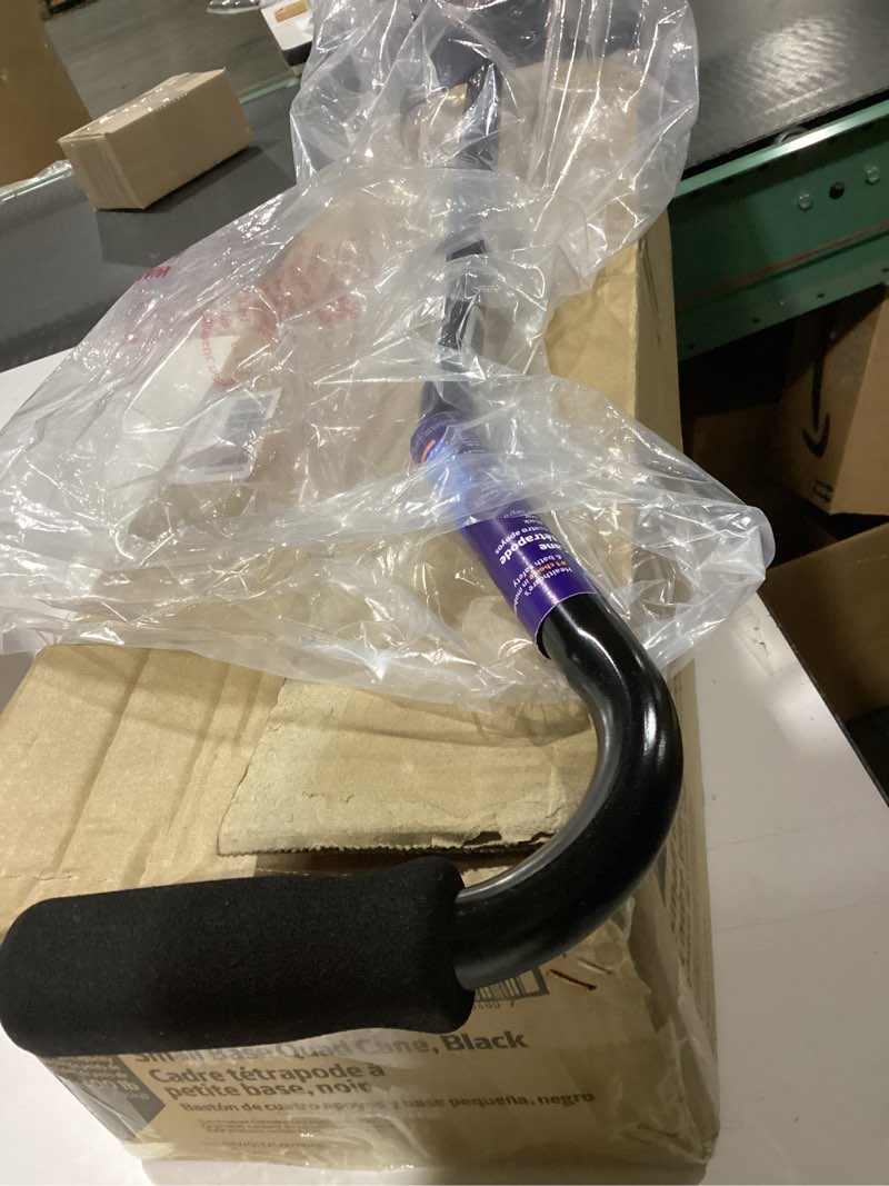 Condition photo showing As Is for Medline Aluminum Quad Cane with Small Base for Balance, Knee Injuries, Leg Surgery Recovery & Mobility, Portable, Lightweight Walking Aid for Seniors & Adults