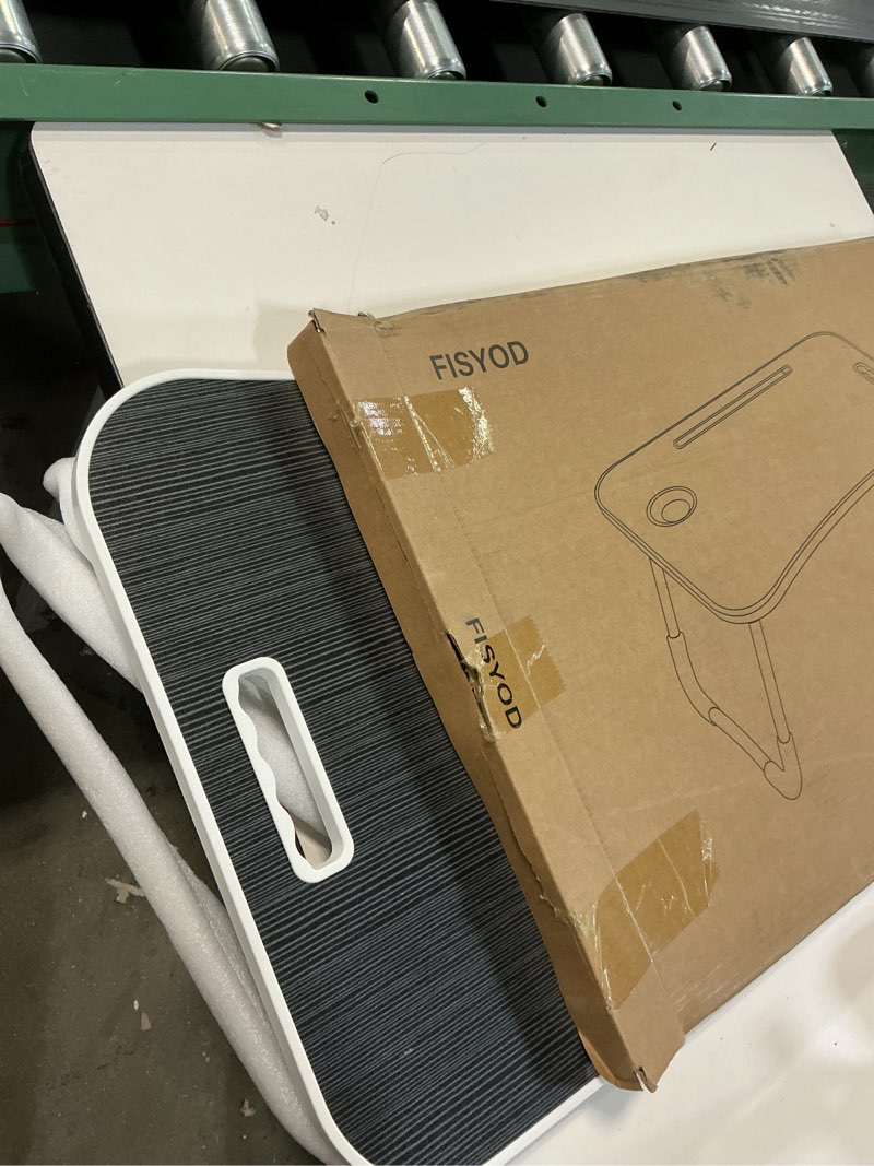 Condition photo showing New/Like New for Foldable Laptop Table, Portable Lap Desk Bed Table Tray, Laptop Stand with Cup Holder & Tablet Slot & Lifting Handle for Working Writing Drawing & Eating (Black)