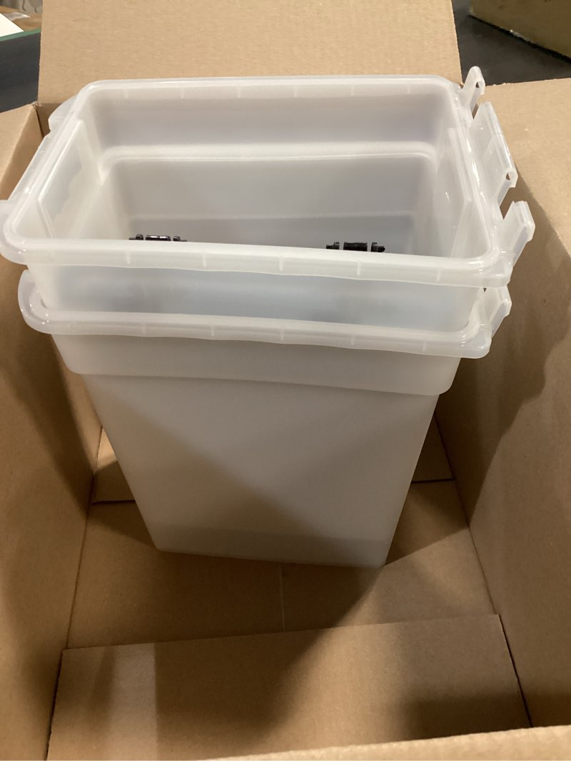 Condition photo showing Good Condition for iris usa airtight dog food storage container, up to 10 lbs each, 2 pack, for dog cat bird and other pet food storage bin, keep fresh, translucent body, bpa free, clear/black 10 lbs - 2 pack black
