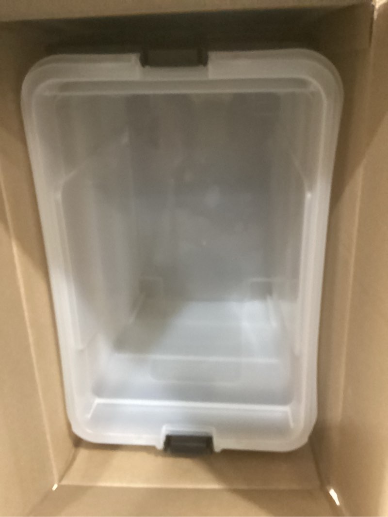 Condition photo showing Good Condition for iris usa file box file organizer w/wing lid for letter/legal file, water resistant document box, bpa-free plastic storage bin organizer with handles, stackable, nestable, clear 18 qt. 4pack