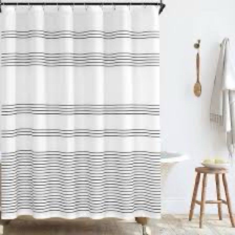 jinchan Black and White Shower Curtain for Bathroom Modern Farmhouse Striped Waterproof Fabric Showe