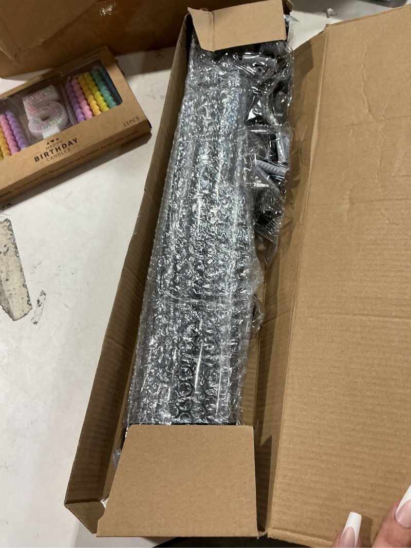 Condition photo showing Good Condition for curtain rods for windows 28 to 48 inch, black curtain rod 2 pack, 5/8" diameter metal curtain rod set of 2 with brackets, splicing adjustable curtain rod for bedroom, living room, kitchen, black 28"-48" (2 pack) black
