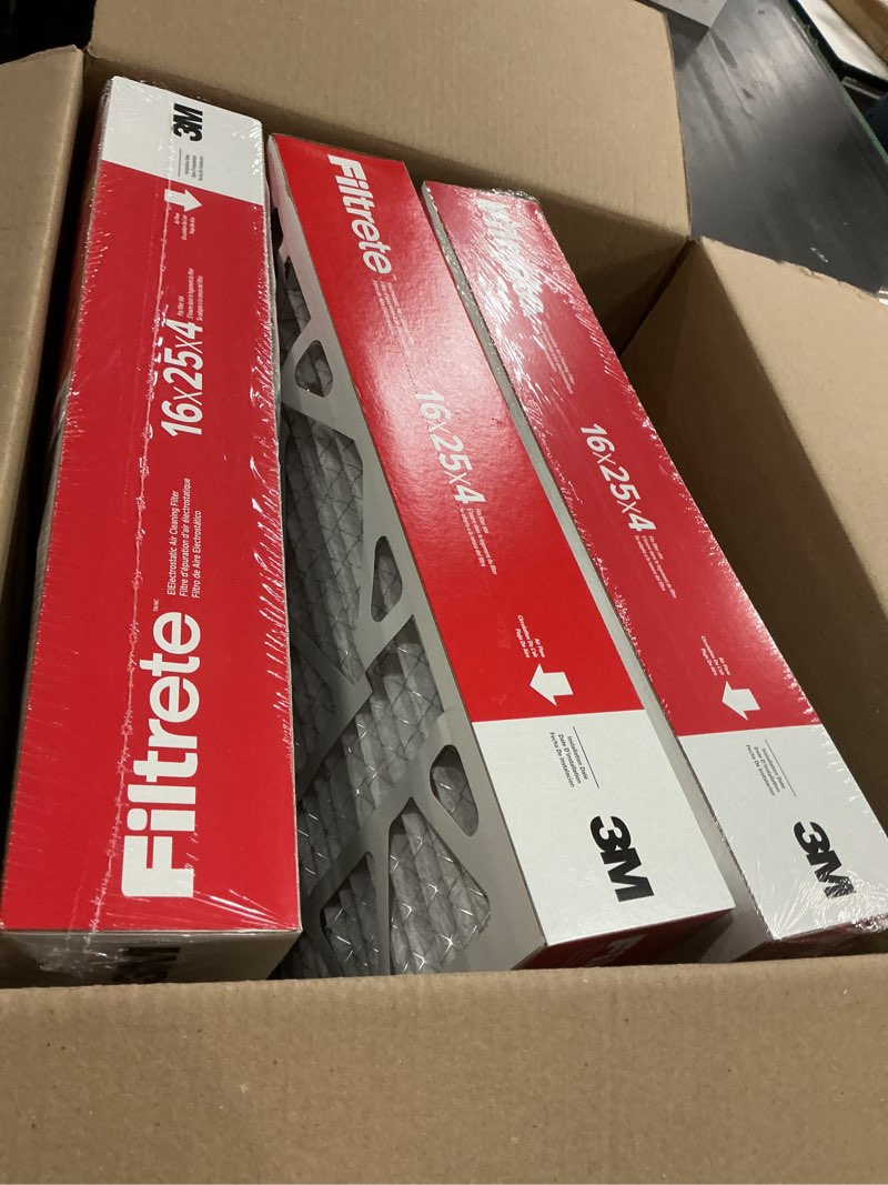 Condition photo showing New/Like New for filtrete 16x25x4 air filter merv 11, mpr 1000 micro allergen defense 4-pack, fits lennox & honeywell, ac furnace hvac filters for home, pleated electrostatic (actual size 15.88 x 24.56 x 4.31 in)