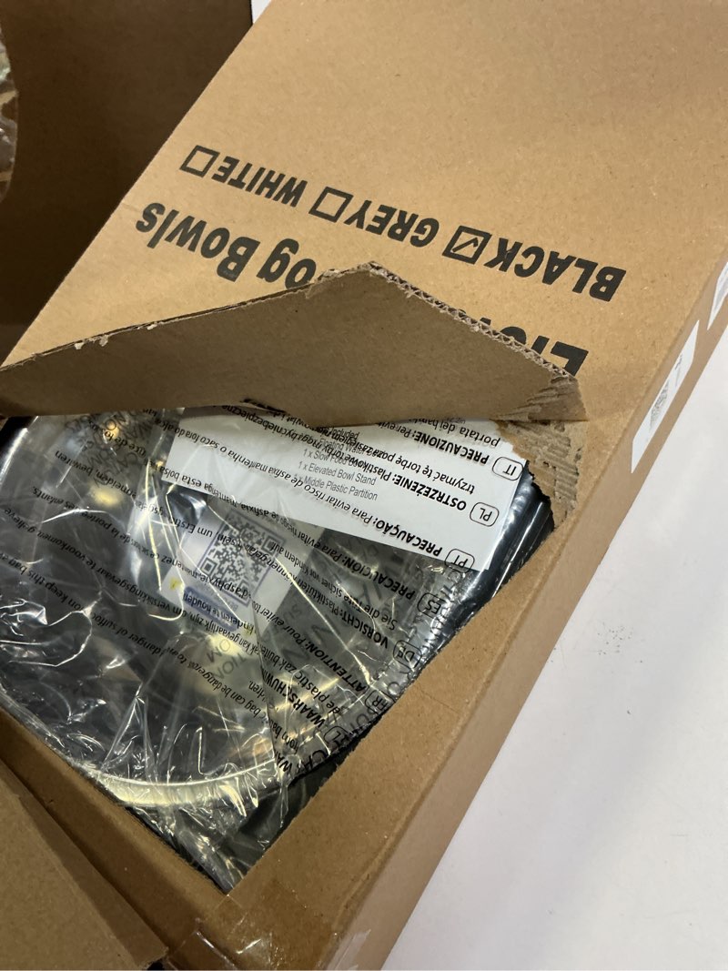 Condition photo showing Good Condition for Elevated Dog Bowls, Dog Feeder with 1*Stainless Steel Dishes & 1*Slow Feeder Bowl, 5 Heights Adjustable Raised Stand for Medium Large, Food Dishes with Non-Slip Feet 1 Basic&1Slow Bowl For Medium Large Dog Black