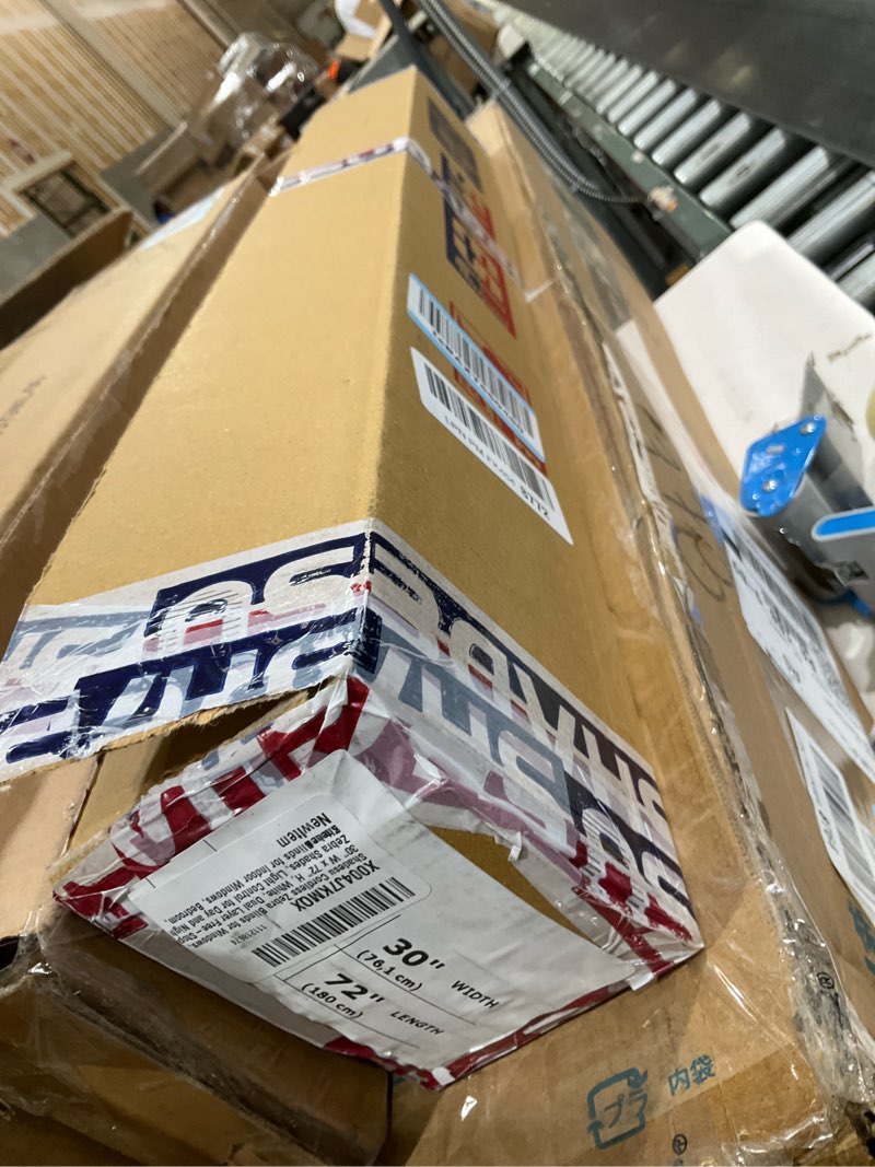 Condition photo showing As Is for Shadesu Cordless Zebra Blinds for Windows, 30" W x 72" H, White, Dual Layer Free-Stop Zebra Shades, Light Control for Day and Night, Sheer Blinds for Indoor Windows, Bedroom, Kitchen 01- White ( Cordless ) 30"W x 72"H