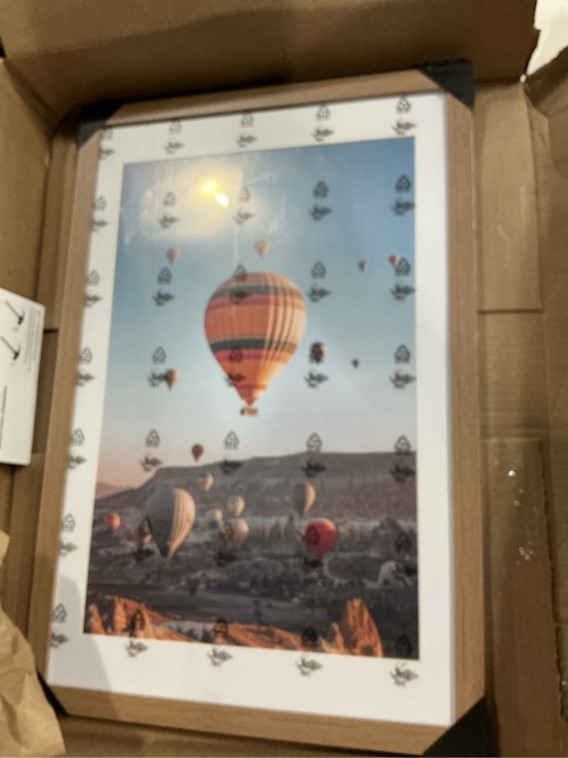 Condition photo showing Good Condition for 13x20 picture frame with 11x17 mat, display photo 11x17 with mat or 13 x 20 without mat, wall hanging large 13 by 20 poster frame with plexiglass, rustic brown rustic brown 13x20 inch