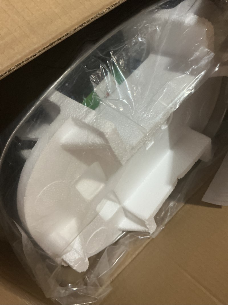 Condition photo showing New/Like New for iTouchless 13 Gallon Oval Sensor Trash Can with AC Adapter and Odor Filter, Automatic Motion Sensor Kitchen Bin, Soft-Close Stainless Steel, Slim Curved Wastebasket for Narrow Walkways, Matte Silver Mist Silver 13 Gal / AC