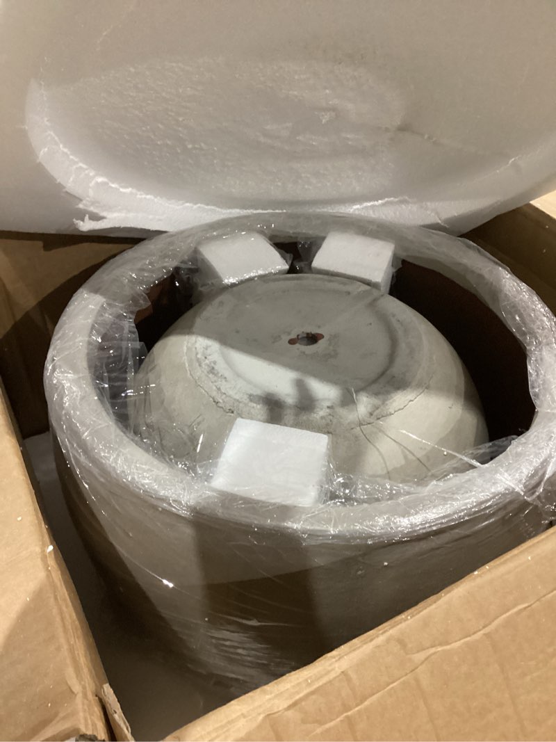 Condition photo showing As Is for kante 19.9",15.7",11.8" dia round concrete planter set of 3, outdoor/indoor large bowl plant pots with drainage hole and rubber plug for garden patio balcony home, weathered concrete weathered concrete 19.9"d + 15.7"d + 11.8"d