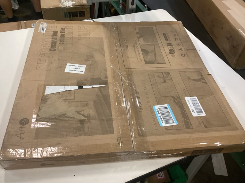 Condition photo showing New/Like New for art3d decorative ceiling tile 2x2 glue up, lay in ceiling tile 24x24 pack of 12pcs spanish floral in matt white 12 tiles white