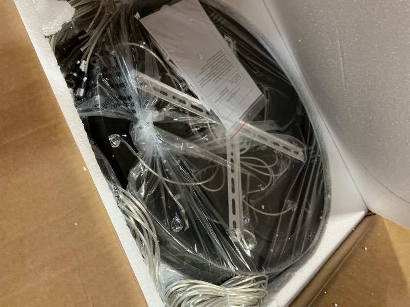 Condition photo showing Good Condition for modern crystal chandelier 14-lights high ceiling raindrop chandelier lighting fixture, large led round indoor lighting fixture black for foyer staircase living room black 14 lights