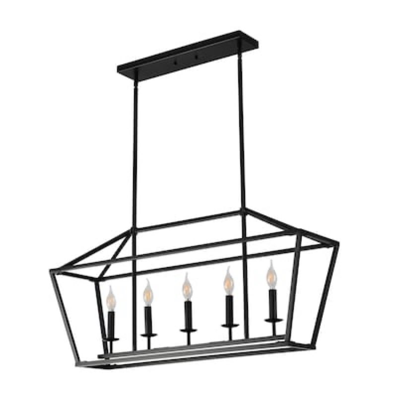 LTMATE JAZAVA 5 -Light Polished Black Metal Chandelier