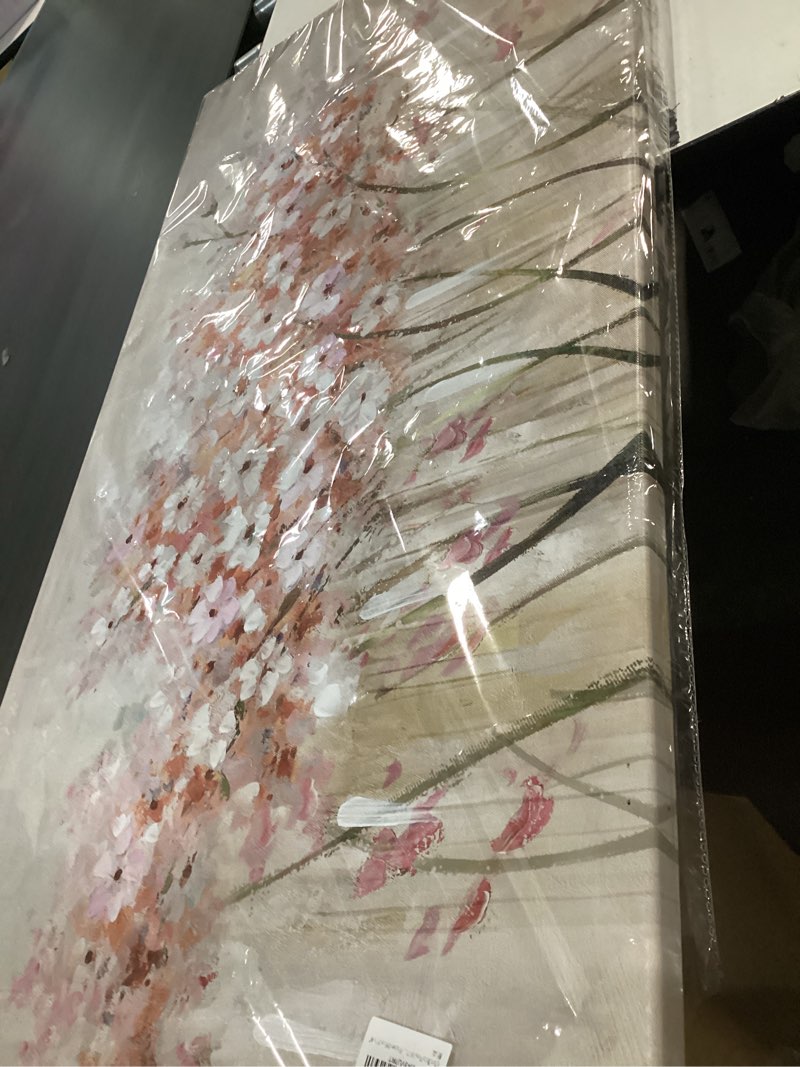 Condition photo showing Good Condition for YJYart White Floral Oil Painting Canvas Art Wall Decor Modern Botanical Picture Graffiti Wall Art for Bedroom Living Room Kitchen Office 24" x 48" 24x48 Pink