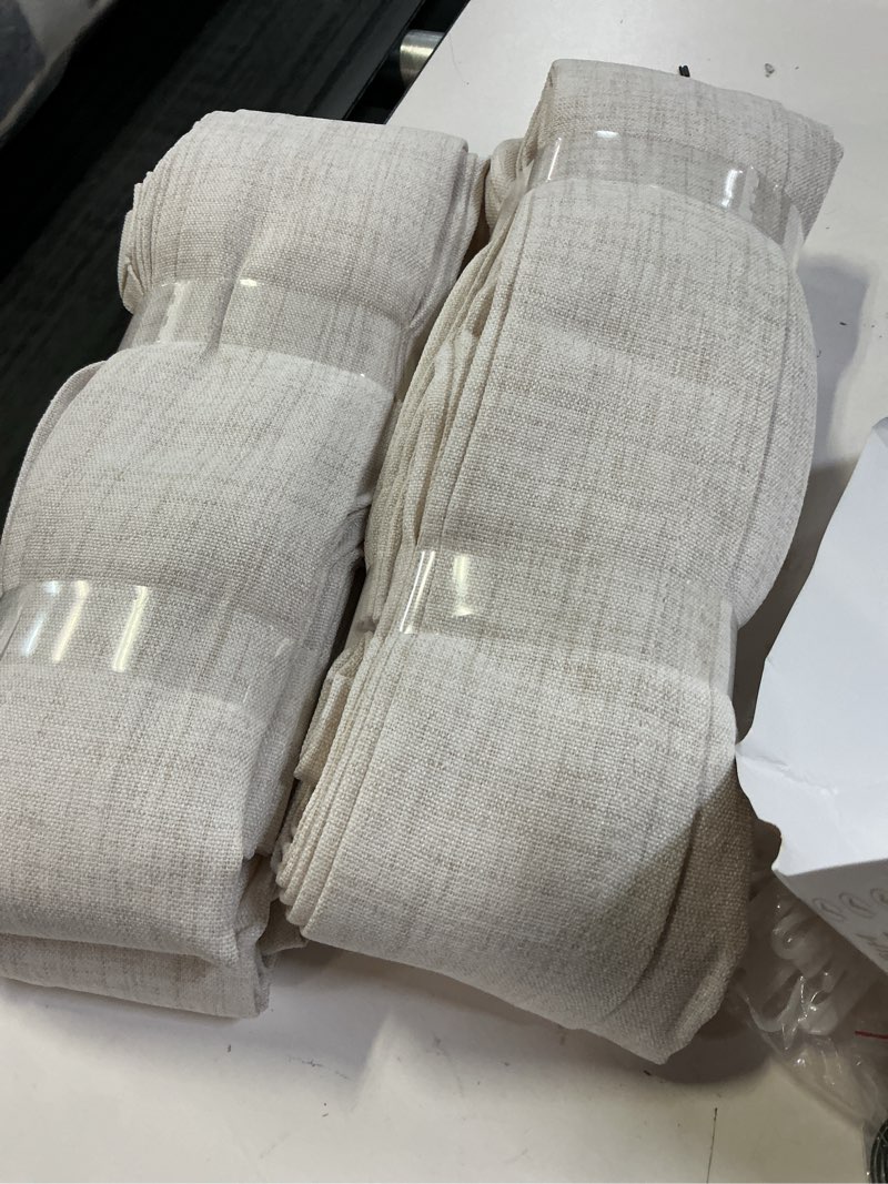 Condition photo showing Good Condition for west lake 10 ft tall pinch pleated sheer curtains for living room bedroom,120 inches long natural farmhouse drapes with back tabs hooks,linen textured light filtering window treatment,40" wx120 lx2 40"w x 120"l (pack of 2) natural