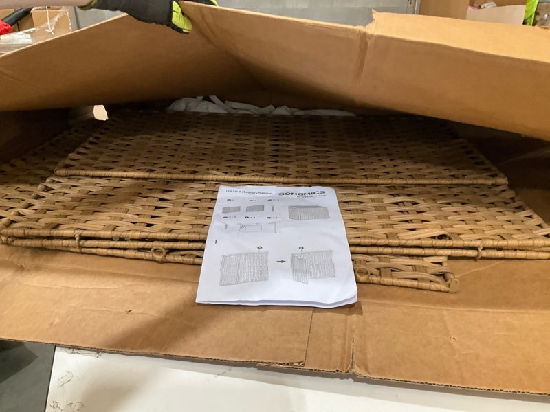 Condition photo showing As Is for wicker laundry hamper
